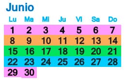 Calendario de inicio de cursos del mes de junio